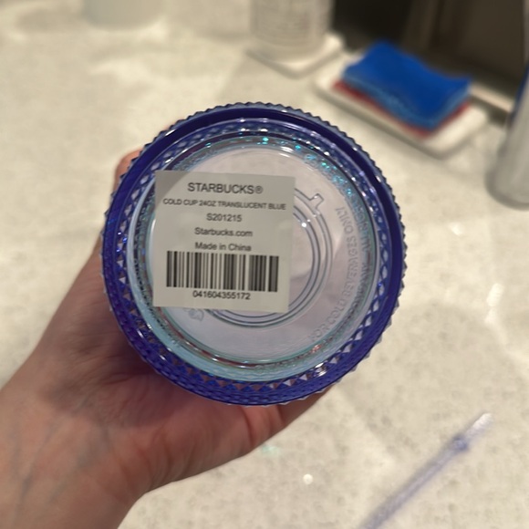 24oz blue and purple studded Starbucks tumbler. - Picture 6 of 7